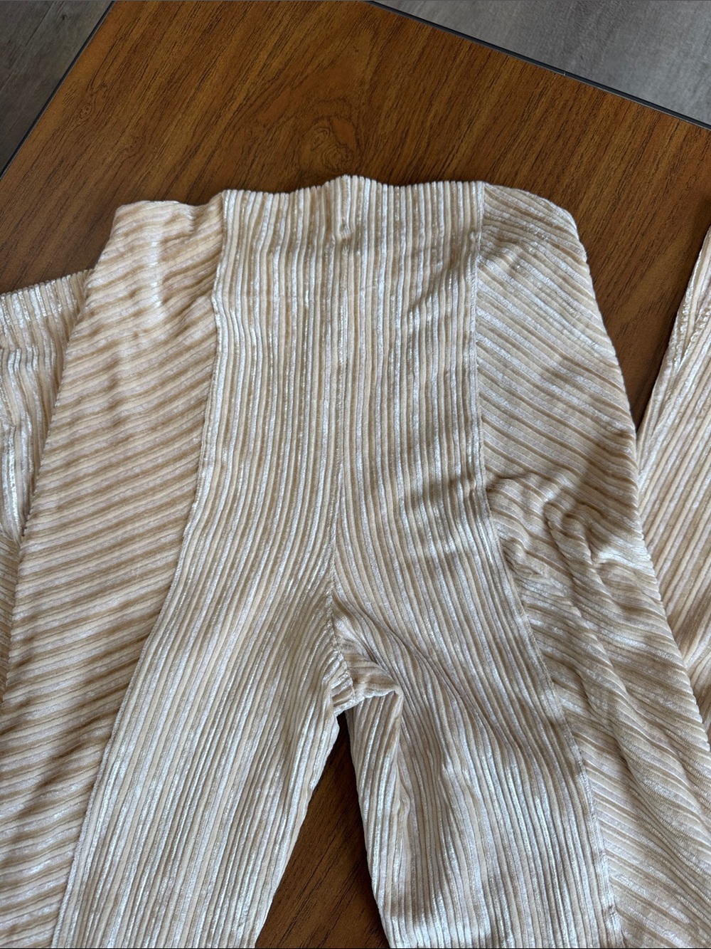 Free People Cream Ribbed Wide-Leg Pants - Picture 4 of 4